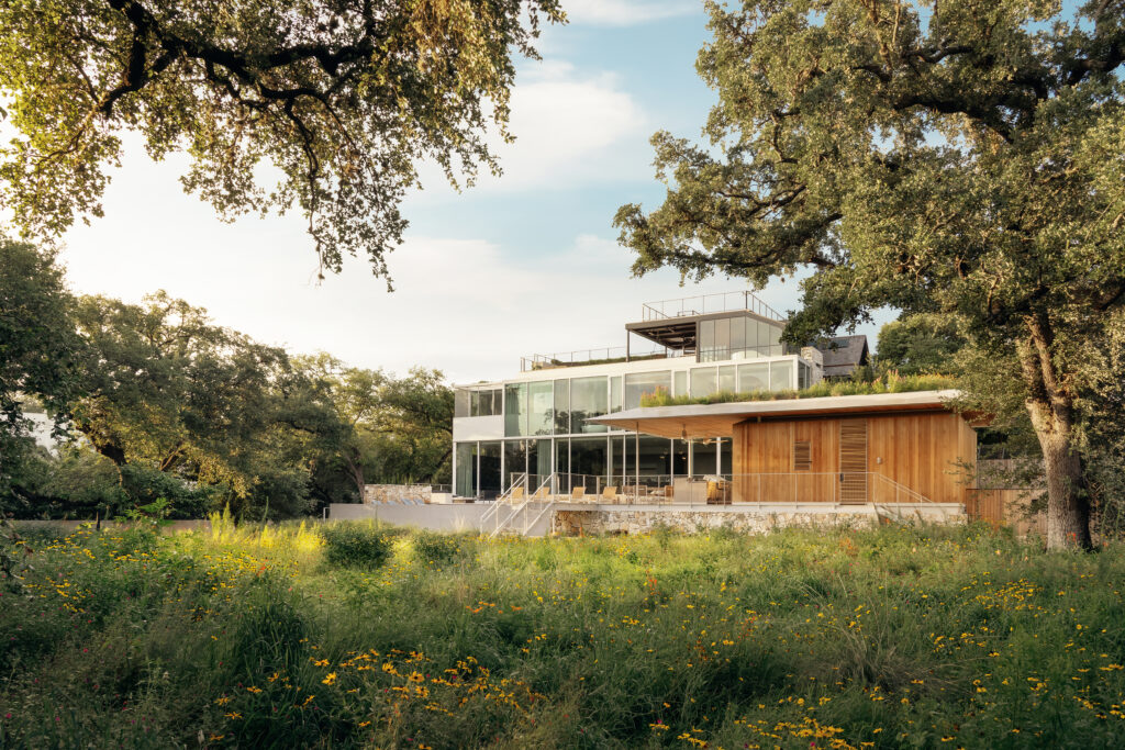 Native plants bloom wildly against the modern design. (Photo by Chase Daniel)