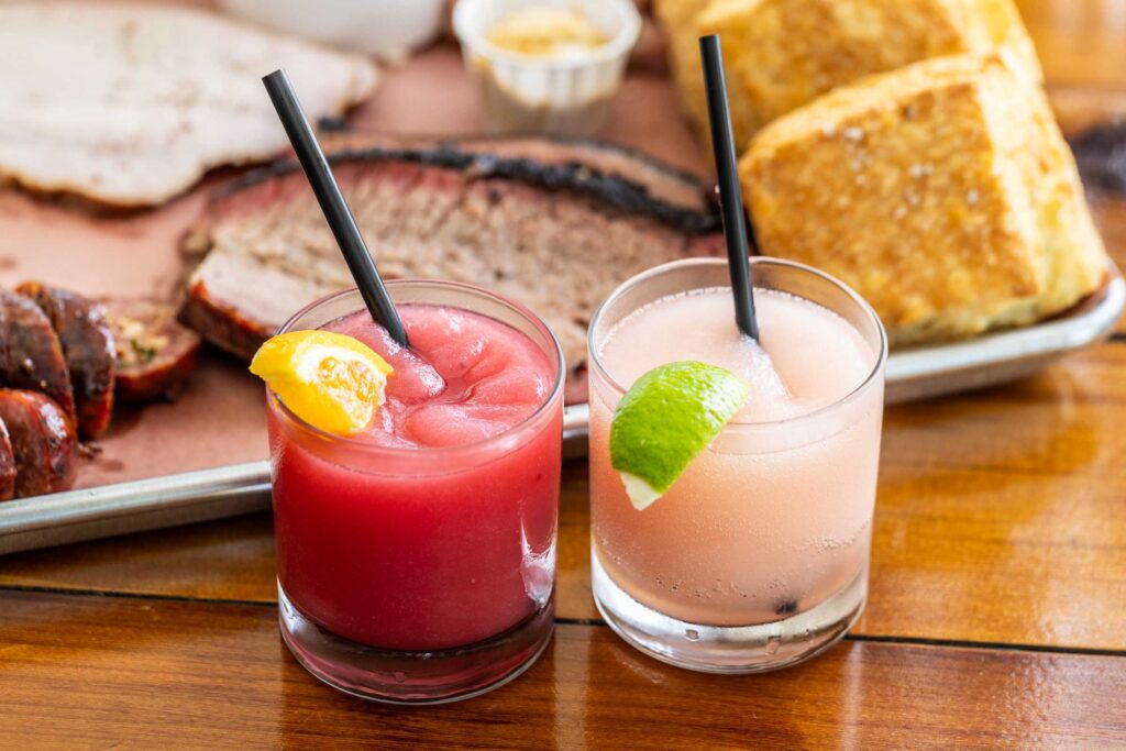 Waylon J’s frozen old fashioned and margarita.