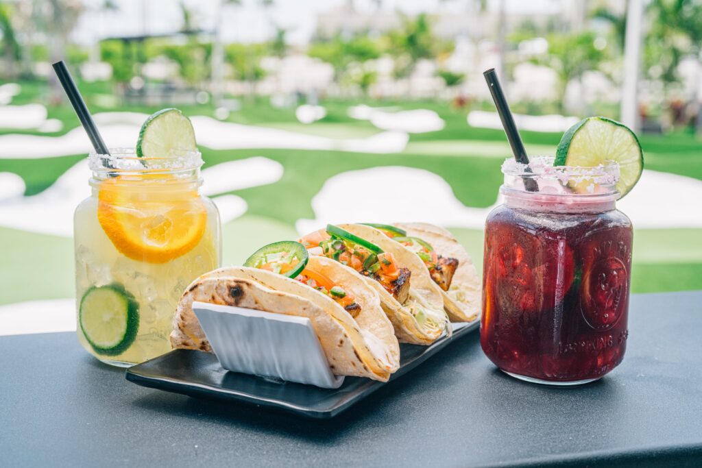 tacos and beverages at PopStroke
