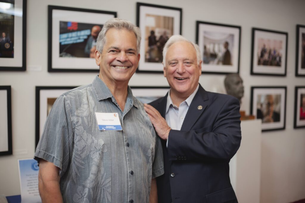 Former Austin Mayor Steve Adler and current Mayor Kirk Watson.