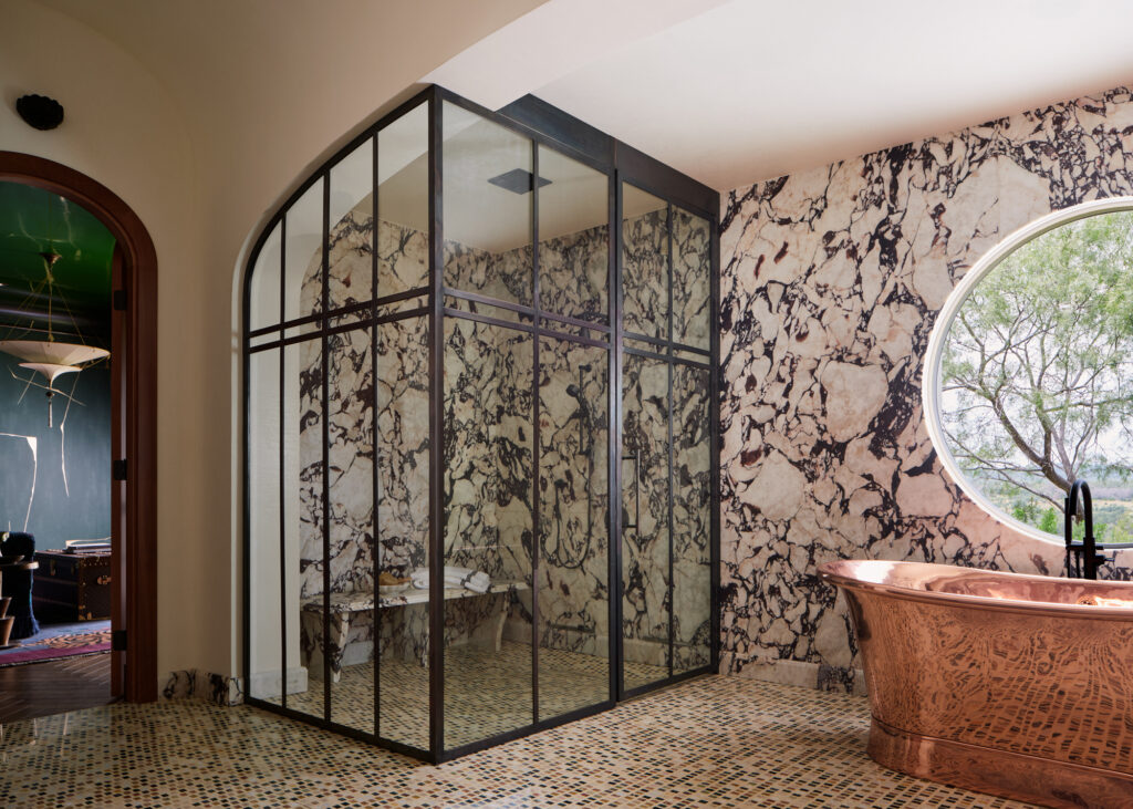 The primary bathroom designed by Sarah Stacey.