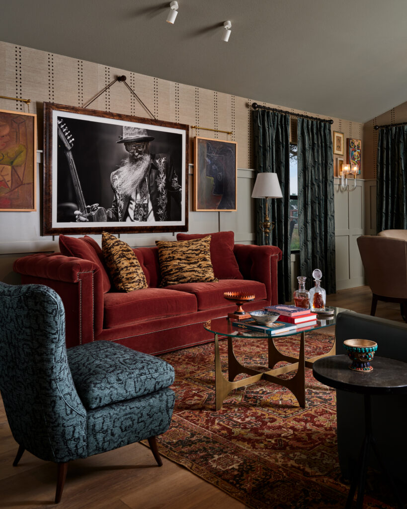 The entertainment room designed by Sarah Stacey..