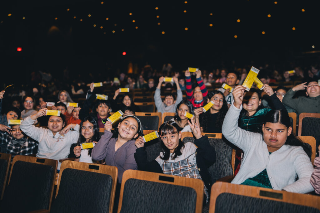 Students attend a special school performance of a Broadway in Austin touring show.
