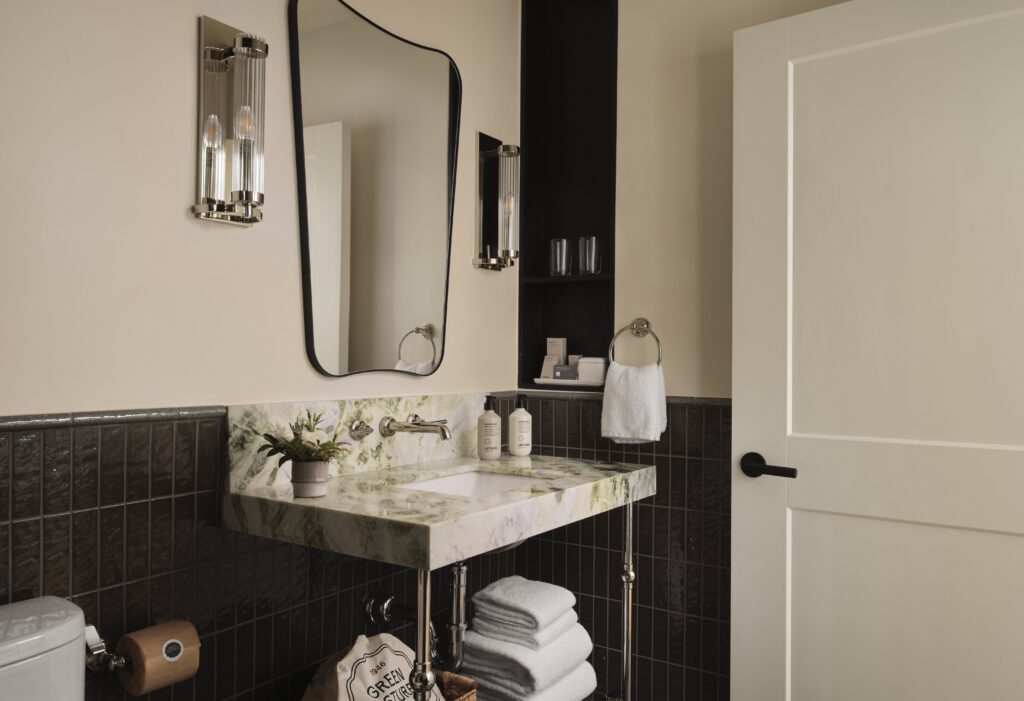 A bathroom at a room in Green Pastures.