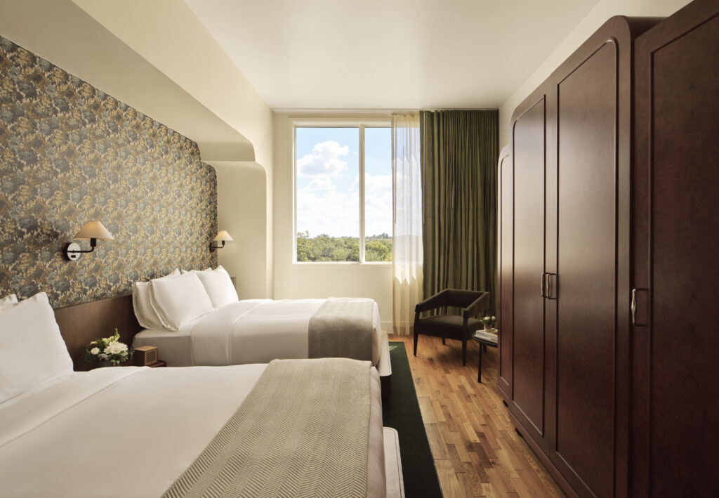 The inn’s bedrooms draw from the estate’s heritage, combining classic architectural motifs with contemporary design touches. (Photo by Casey Dunn)