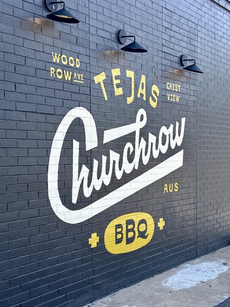The side of the building at Churchrow Tejas BBQ. (Photo courtesy of Churchrow Tejas BBQ)