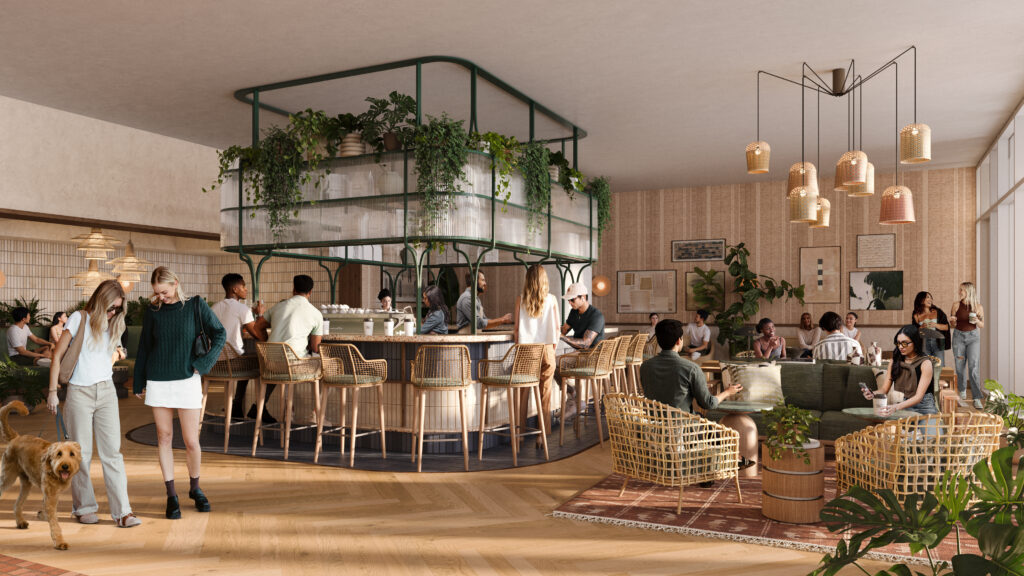 Rendering of Daydreamer Coffee at Paseo tower. (Rendering courtesy of LV Collective)