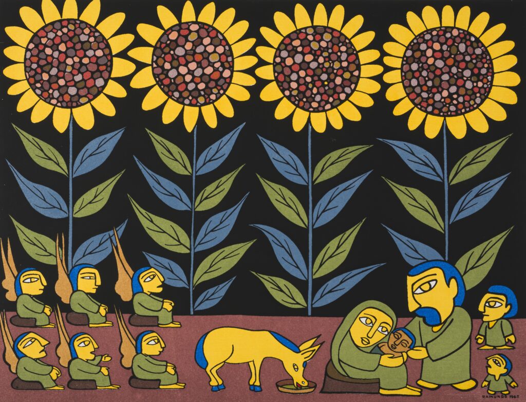 Raimundo de Oliveira, Fuga para o Egito, do portfólio Raimundo: 5 serigrafías [Flight into Egypt, from the portfolio Raimundo: 5 Serigraphs], 1965, ten-color screenprint, 13 3/4 x 19 1/16 in., Blanton Museum of Art, The University of Texas at Austin, Gift of Barbara Duncan, 1994 ©