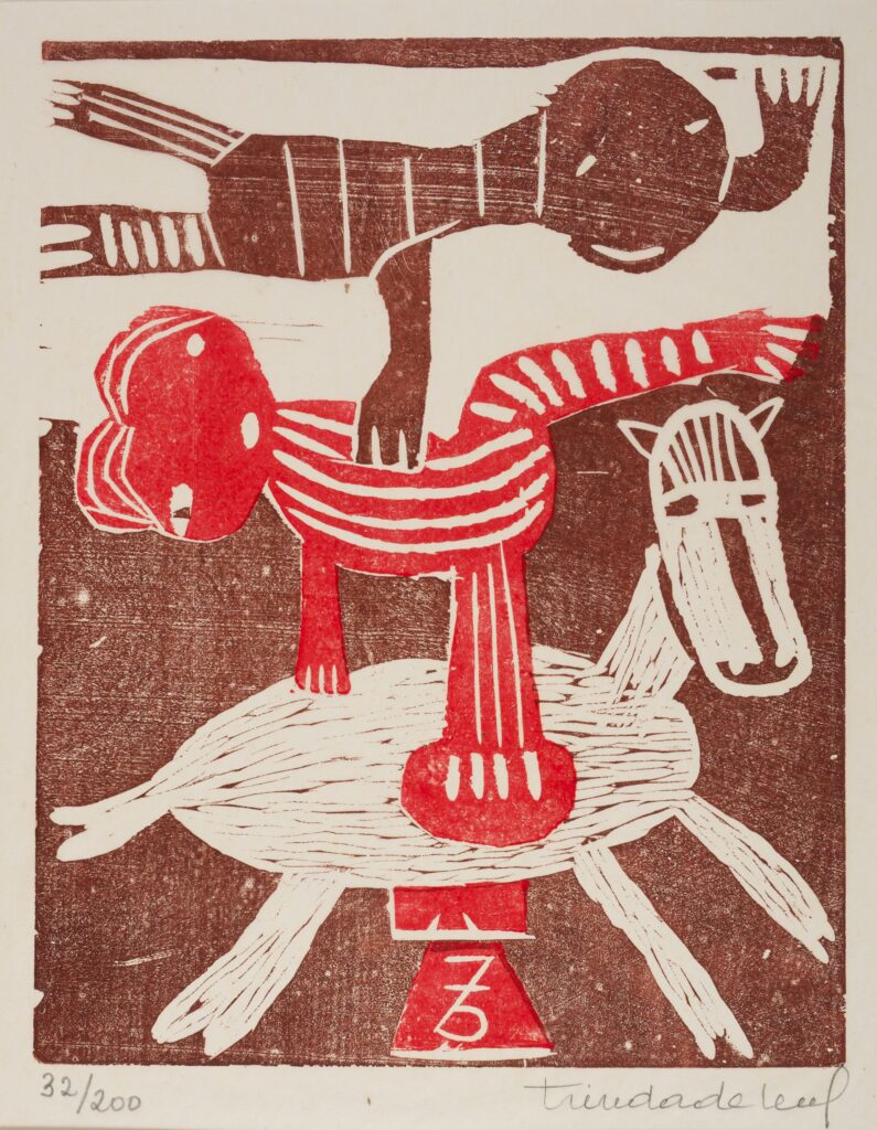 Trindade Leal, Amazona (equestrienne), do portfólio História da gravura no Brasil I [Amazon (Equestrian), from the portfolio History of Engraving in Brazil I], 1968, color woodcut, 9 5/8 x 7 5/8 in., Blanton Museum of Art, The University of Texas at Austin, Gift of José Mindlin, 1981 ©