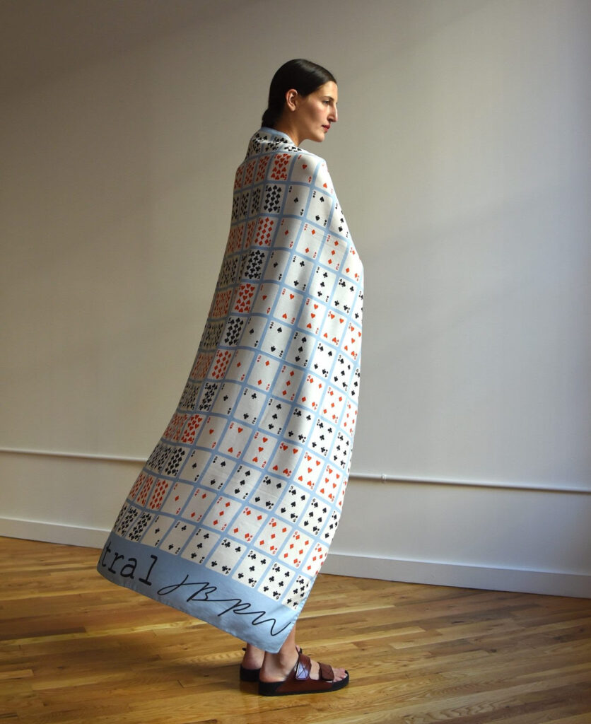 Jonas Wood’s “Straight Flush Scarf,” a silk and cotton scarf is on view at McLennon Pen Co.