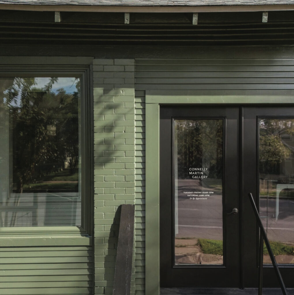 The exterior of Connelly Martin Gallery, located in a bungalow-style building in Austin’s Clarksville neighborhood.
