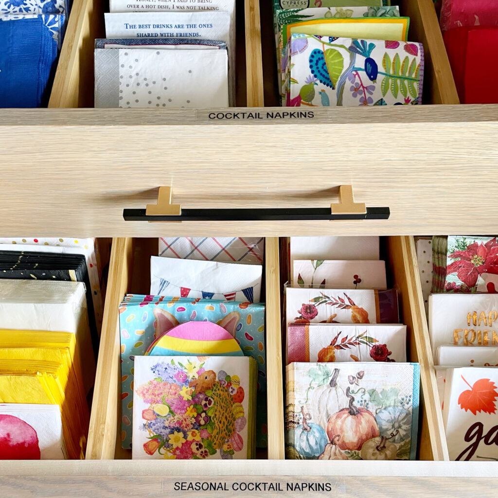 Cocktail Napkin Organization by Settled In Soundly