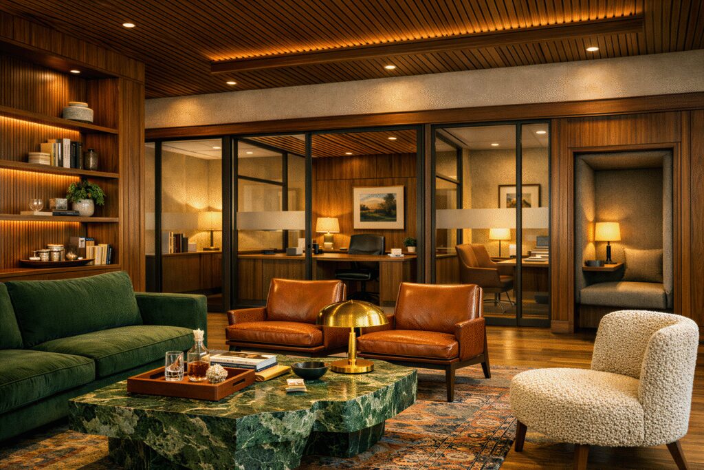 An executive office lounge. (Rendering courtesy of The Mackenzie Club)