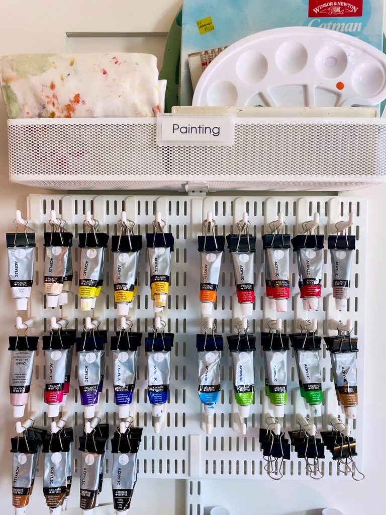 Organized Painting Supplies by Settled In Soundly