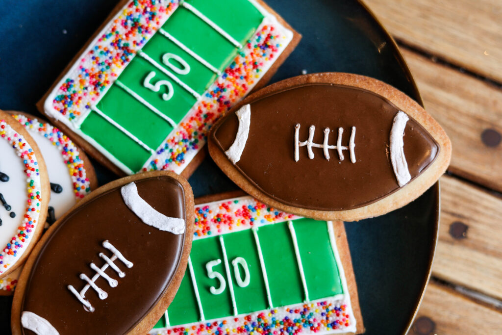 Walton’s Fancy & Staple's football-themed cookies. (Photo by MYLK Collective)