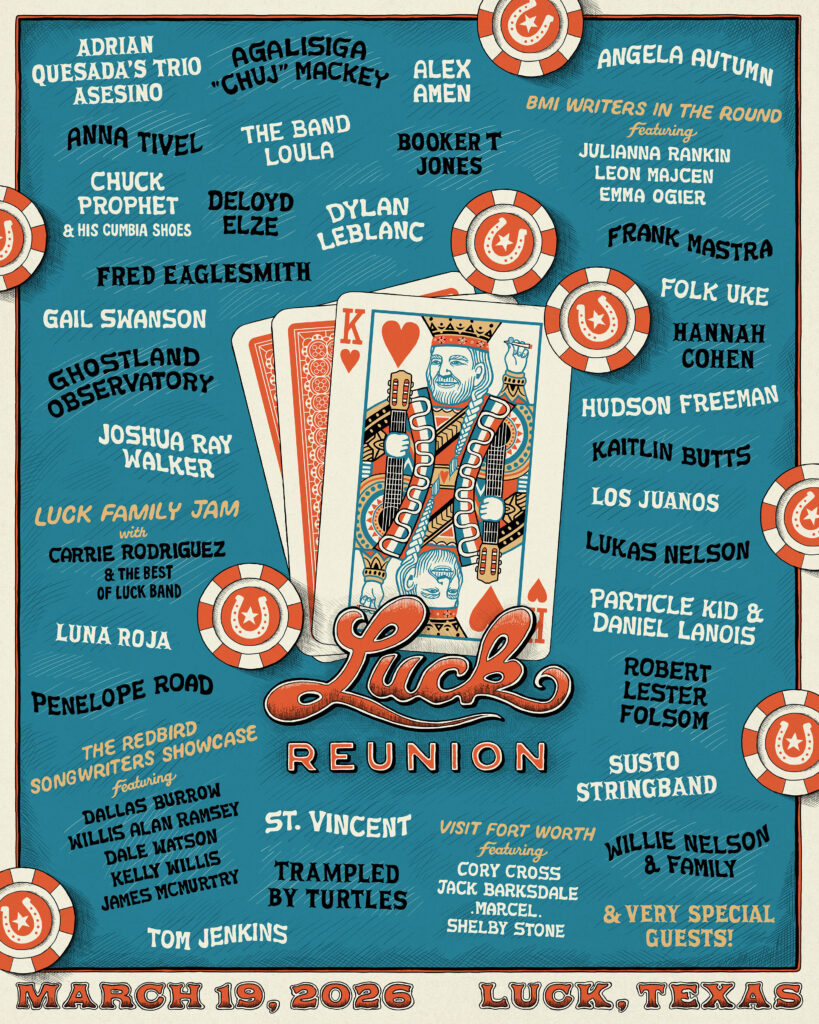 Luck Reunion 2026 lineup. (Poster art by Mishka Westell)