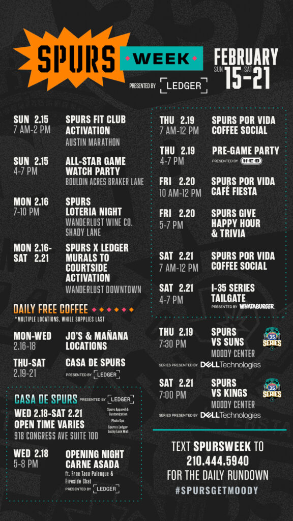 The Spurs Week lineup of events around Austin. 