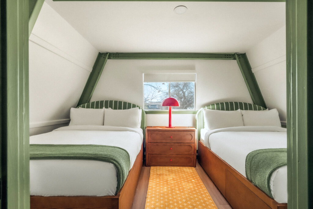A redesigned cabin at Petit Cowboy in New Braunfels. (Photo courtesy of Taylor Bennett & Hunter Mitchell)