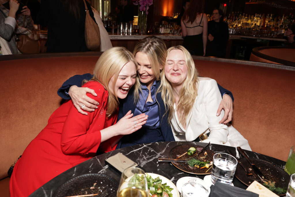 (L-R) Executive producers Elle Fanning, Michelle Pfeiffer and Dakota Fanning attend the world premiere of Apple TV’s comedic drama series, “Margo’s Got Money Troubles” at the opening night of 2026 SXSW Film & TV Festival at The Paramount Theater on March 12, 2026 in Austin, Texas.