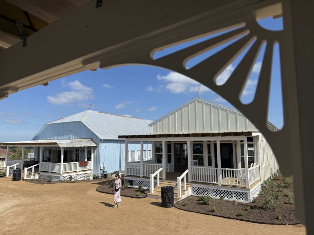 Historic buildings in the new town square (photo by Heidi Okla)
