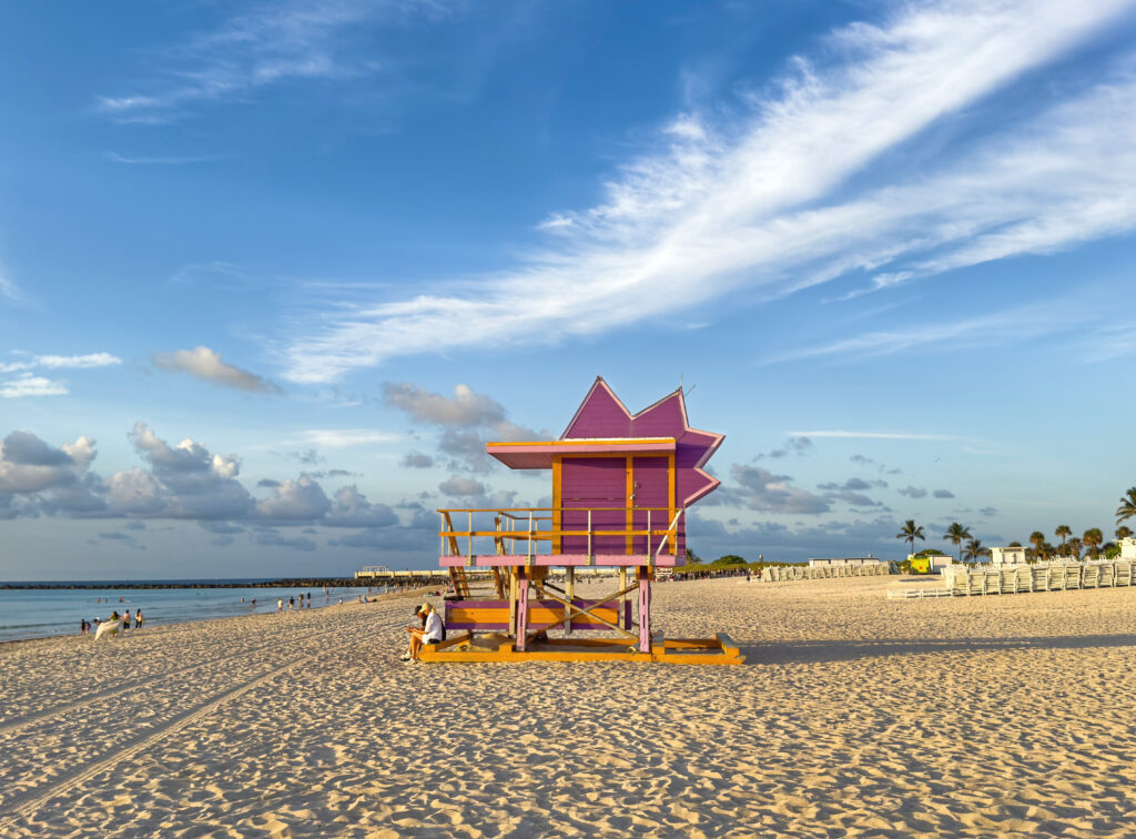 13th Street lifeguard stand, South Beach, Miami, Florida.