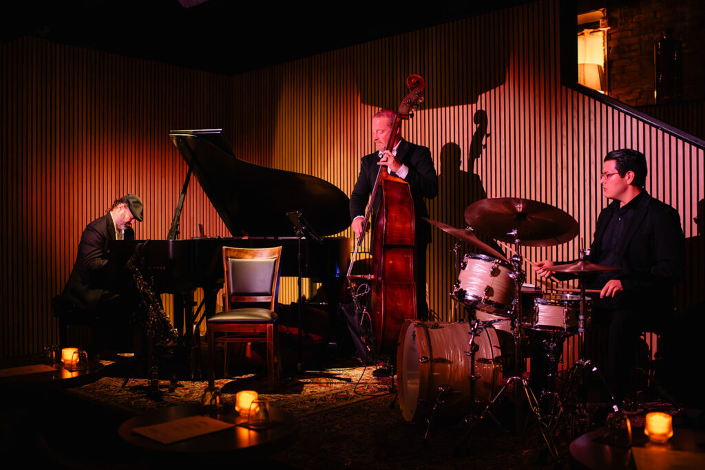 Jazz musicians playing at Nica on 4th in Austin, Texas.