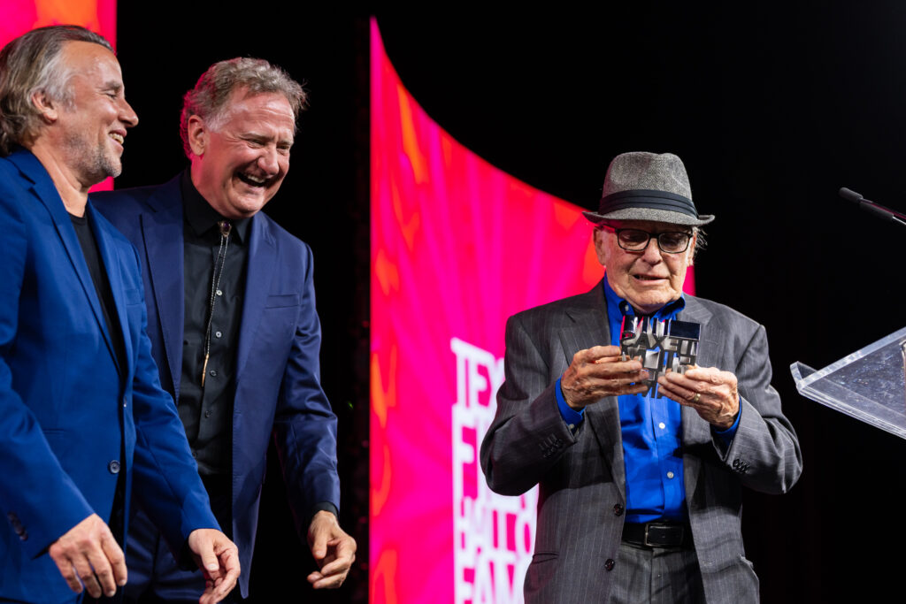 (From left) Richard Linklater, Mike Blizzard and Sonny Carl Davis. (Photo by Daniel Cavazos)