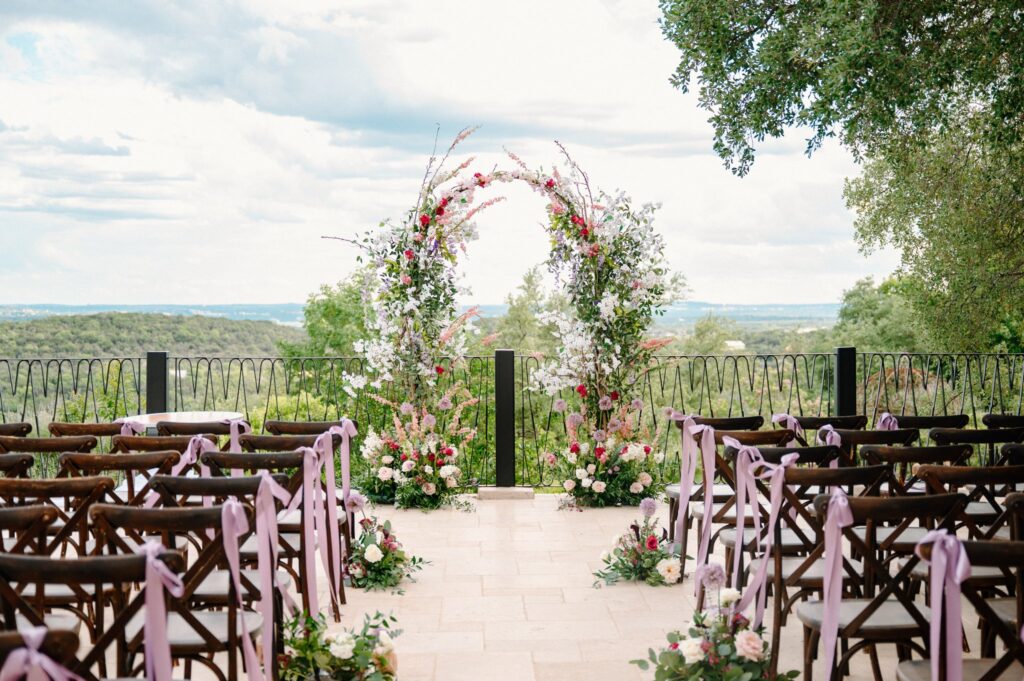 Ceremony florals by Jordan Flowers & Events.
