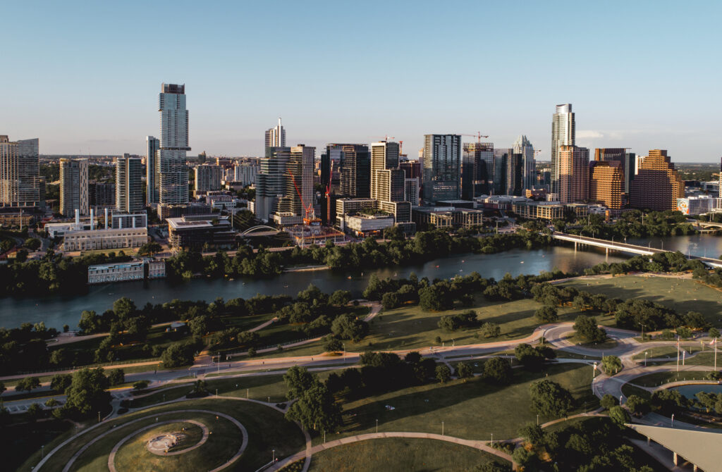 An aerial shot of downtown Austin in 2010.