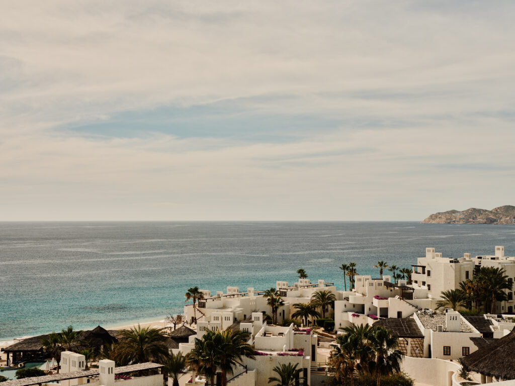 View overlooking the beach at the Rosewood Los Cabos Mexico.