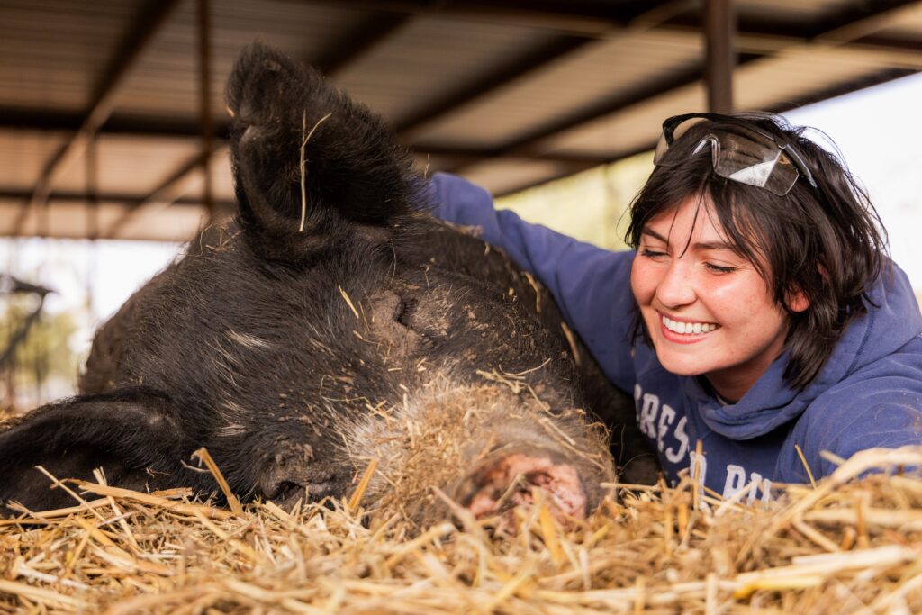Thrasher and Ella Jo Hemza at Austin Farm Sanctuary