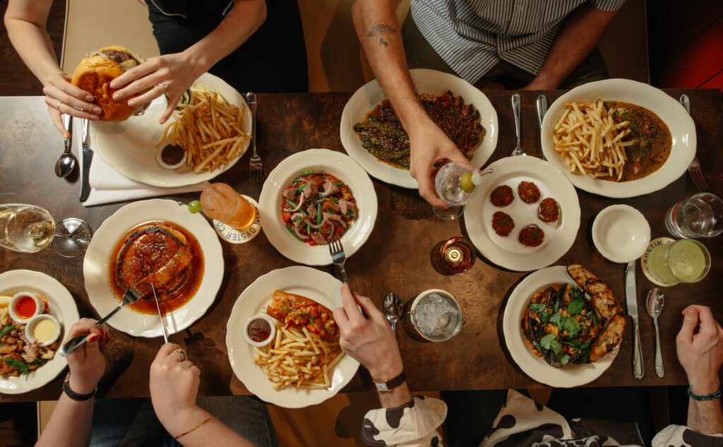Spread of seafood plates from Austin Oyster Co.