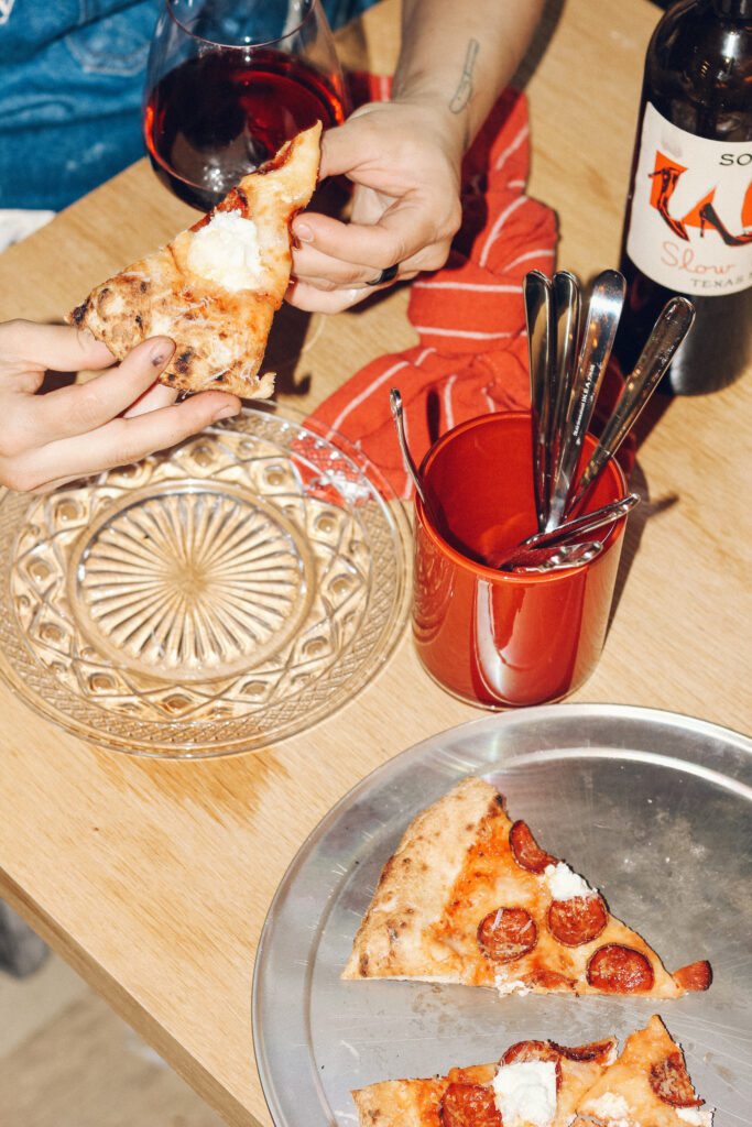 Pizzas are served with Texas wines selected to pair with the seasonal menu at Howdy’s