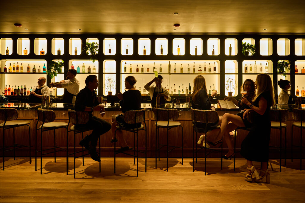 The Modern bar, which opened in April on the ground floor of the residential tower The Modern Austin on Rainey Street.