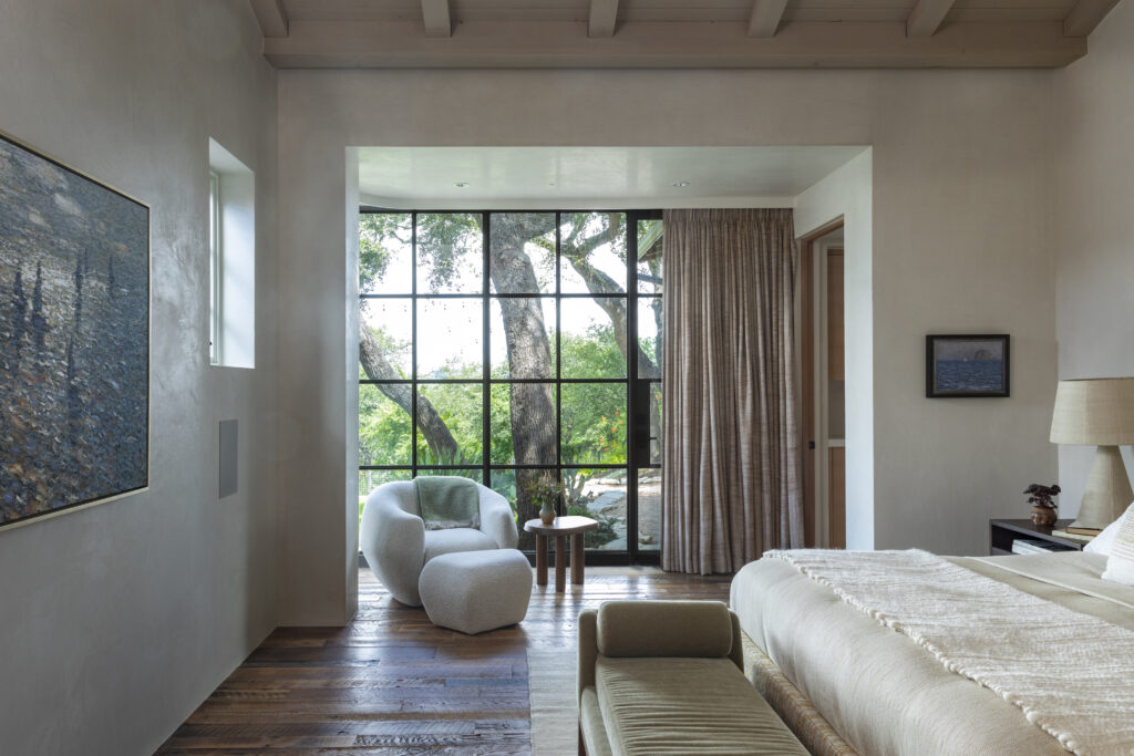 The primary bedroom designed by Cravotta Interiors.