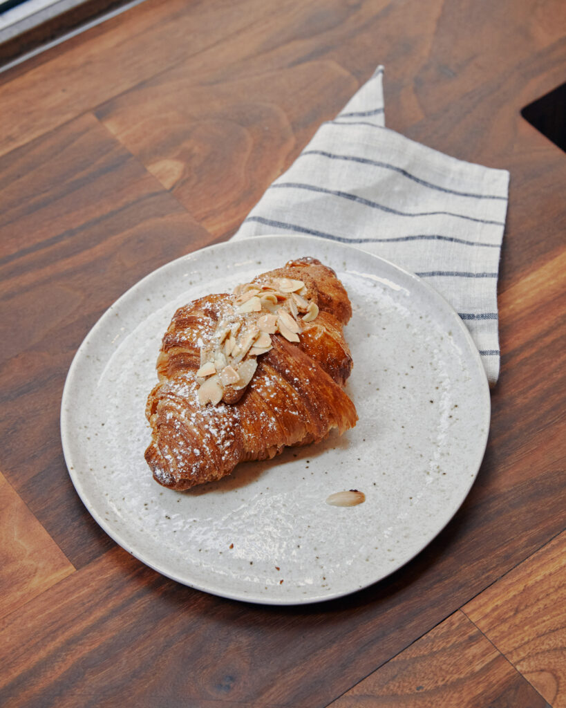 Almond croissant from Swedish Hill served at Black Fox Coffee in Austin