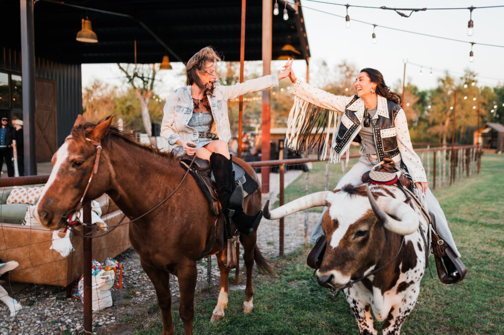 Women riding horses at Rancho Moonrise.