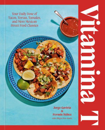 cookbook cover of "Vitamina T" showing a plate of tacos
