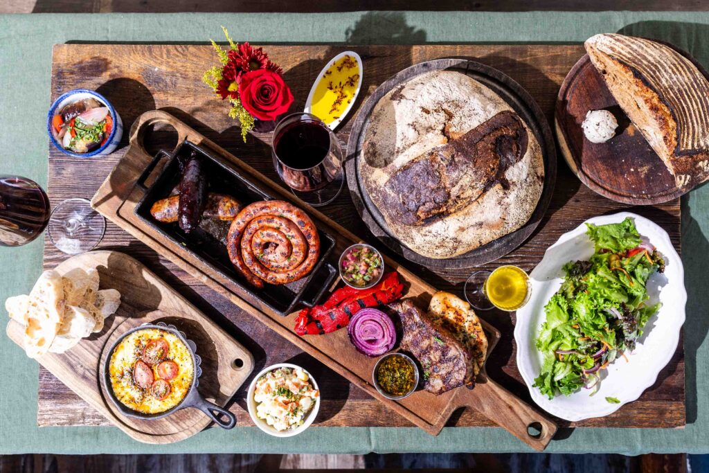 Family-style spread from Buenos Aires Cafe