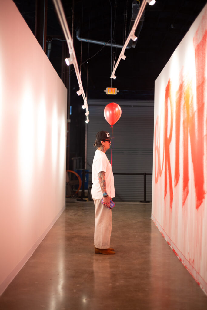The exhibition features Banksy’s iconic spray paint tags, sculptures and surreal activations.