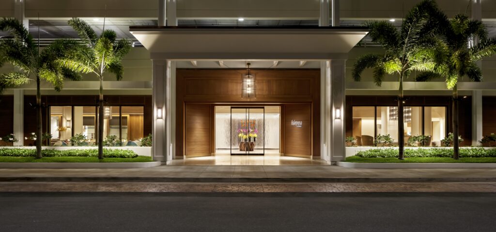 The entrance to Halepuna Waikiki by Halekulani in Honolulu.