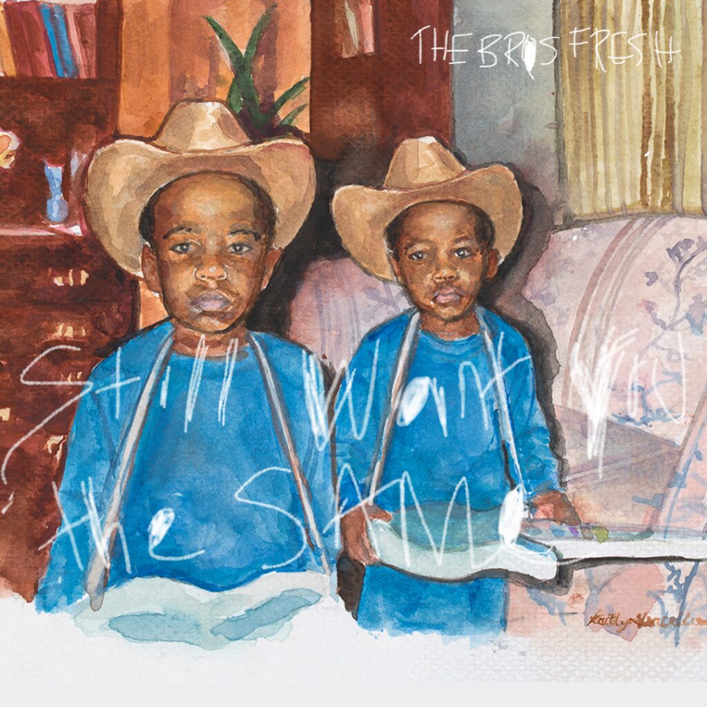 The cover art for THEBROSFRESH’s new album, “Still Want You The Same,” features twin brothers Torrence and Thurman Thomas as children.
