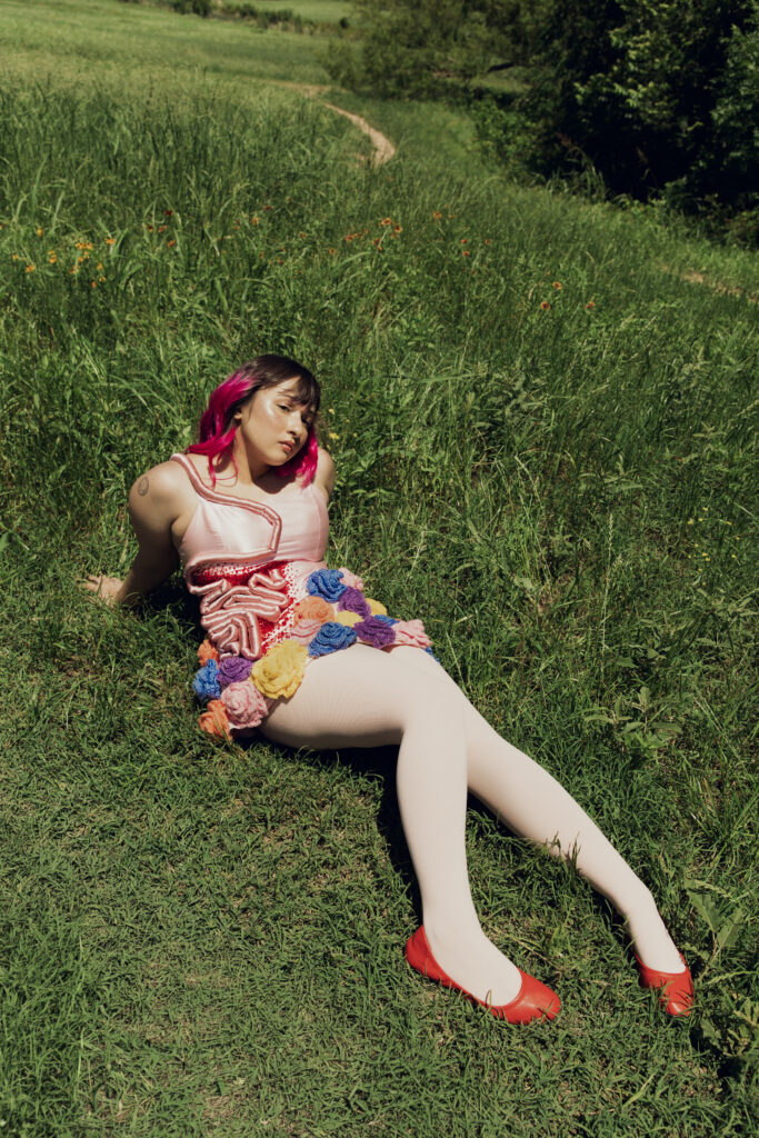 Lou Davidson wears a dress handmade by Morgan McGaughey and Millie Partin.