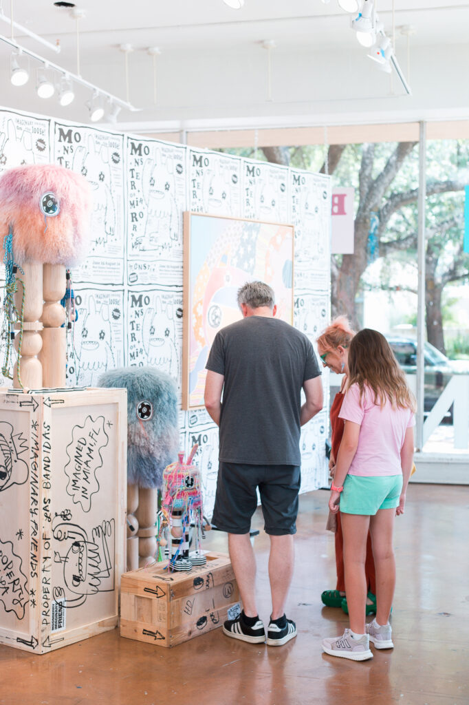Illustrations and sculptural works by Gabriela Noelle Gonzalez are displayed in “Monsters” at West Chelsea Contemporary.
