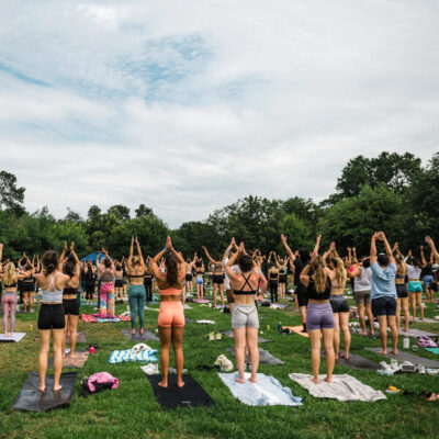 Yoga at Pease Park. (Photo by Kimberly Mufferi)