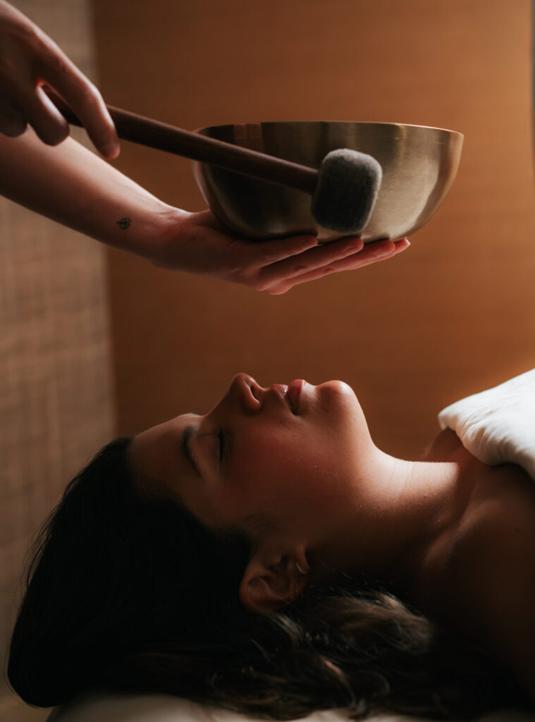Sound healing during a spa treatment at Verbena Spa at Austin Proper