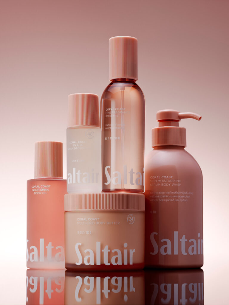 Saltair’s Coral Coast collection features notes of coconut, water lily and guava.