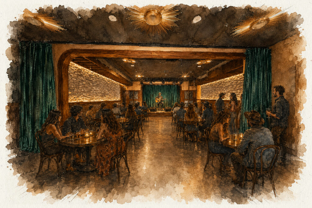 A rendering shows The Music Room inside the planned Still Austin Quarter.