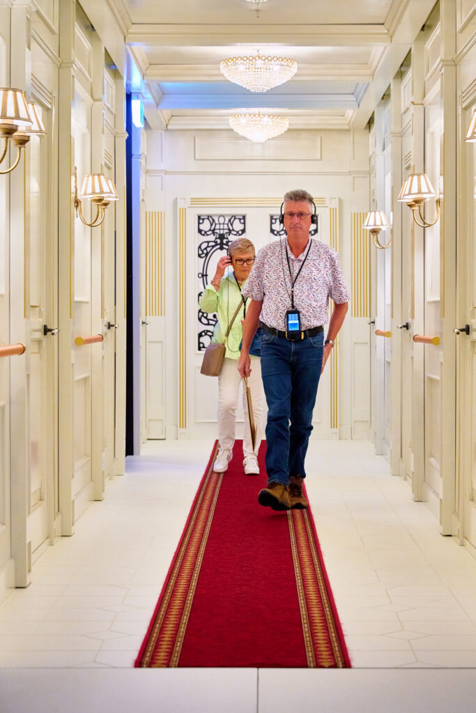 A recreated Titanic corridor invites visitors to experience the scale and atmosphere of the ship