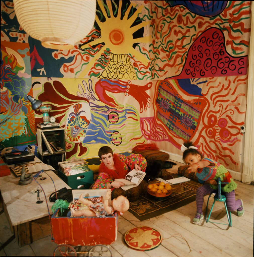 Moki and Neneh Cherry in their home in Gamla Stan, Stockholm, 1967. (Photo by Sven Åsberg/Courtesy of the Estate of Moki Cherry)